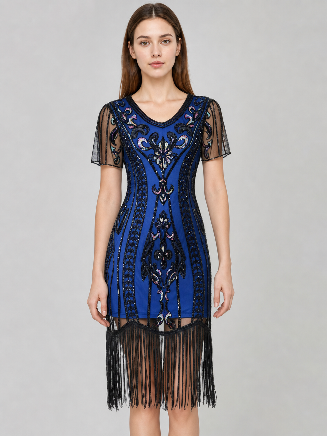 Vintage-Style Flapper Dress with Fringe