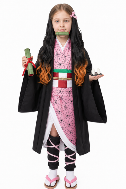 Kamado Nezuko Cosplay Costume with Cape and Wig Costume Capes detail 3