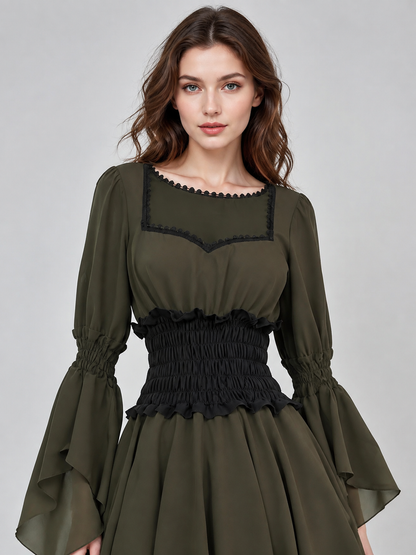 Long Historical-Style Dress with Draping Costume Dresses detail 2