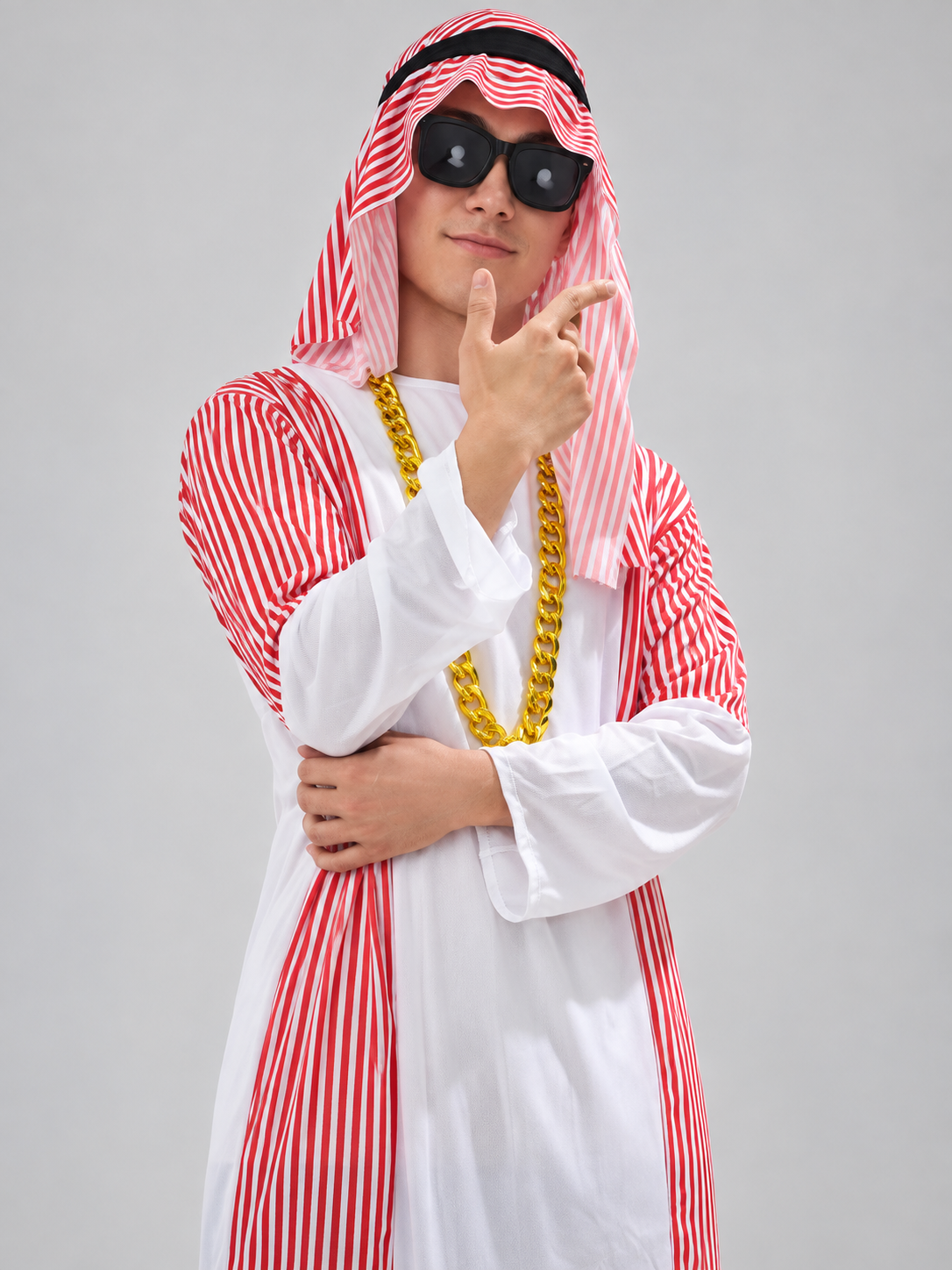 Carnival costume with headpiece and gold chain