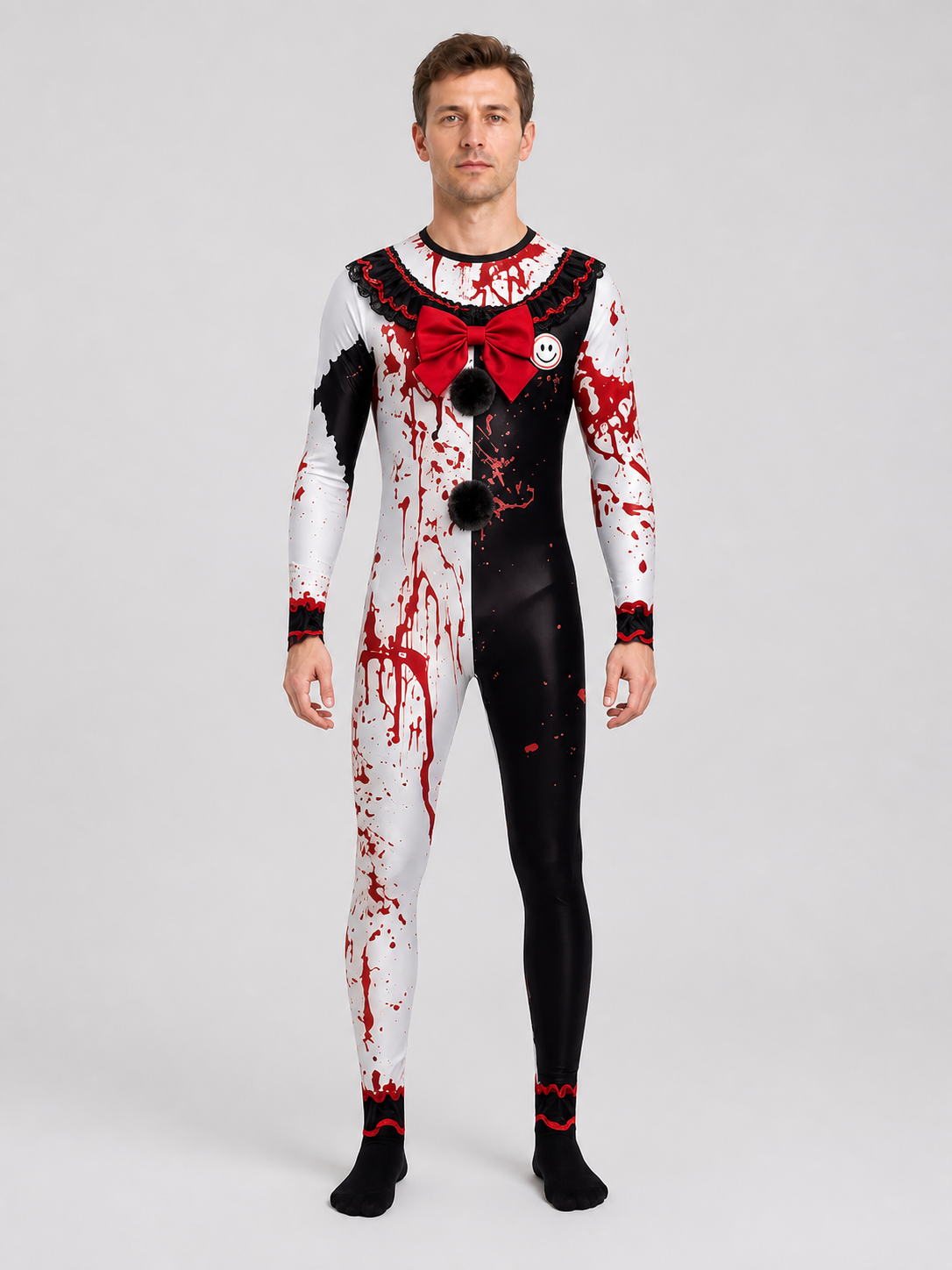 Clown Costume with Blood Splashes and Red Bow Tie Costume Accessories detail 3