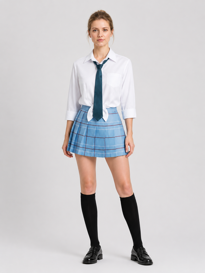 School Uniform: Shirt, Tie, Pleated Skirt, and Knee-High Socks Costumes detail 3