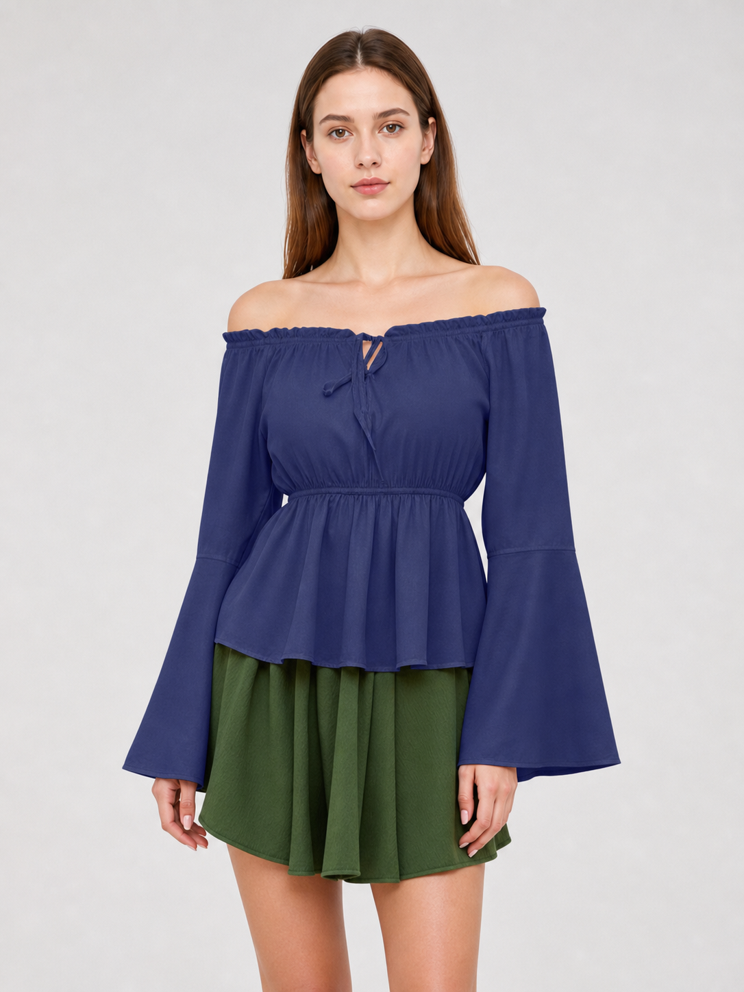 Off-the-Shoulder Blouse with Long Sleeves