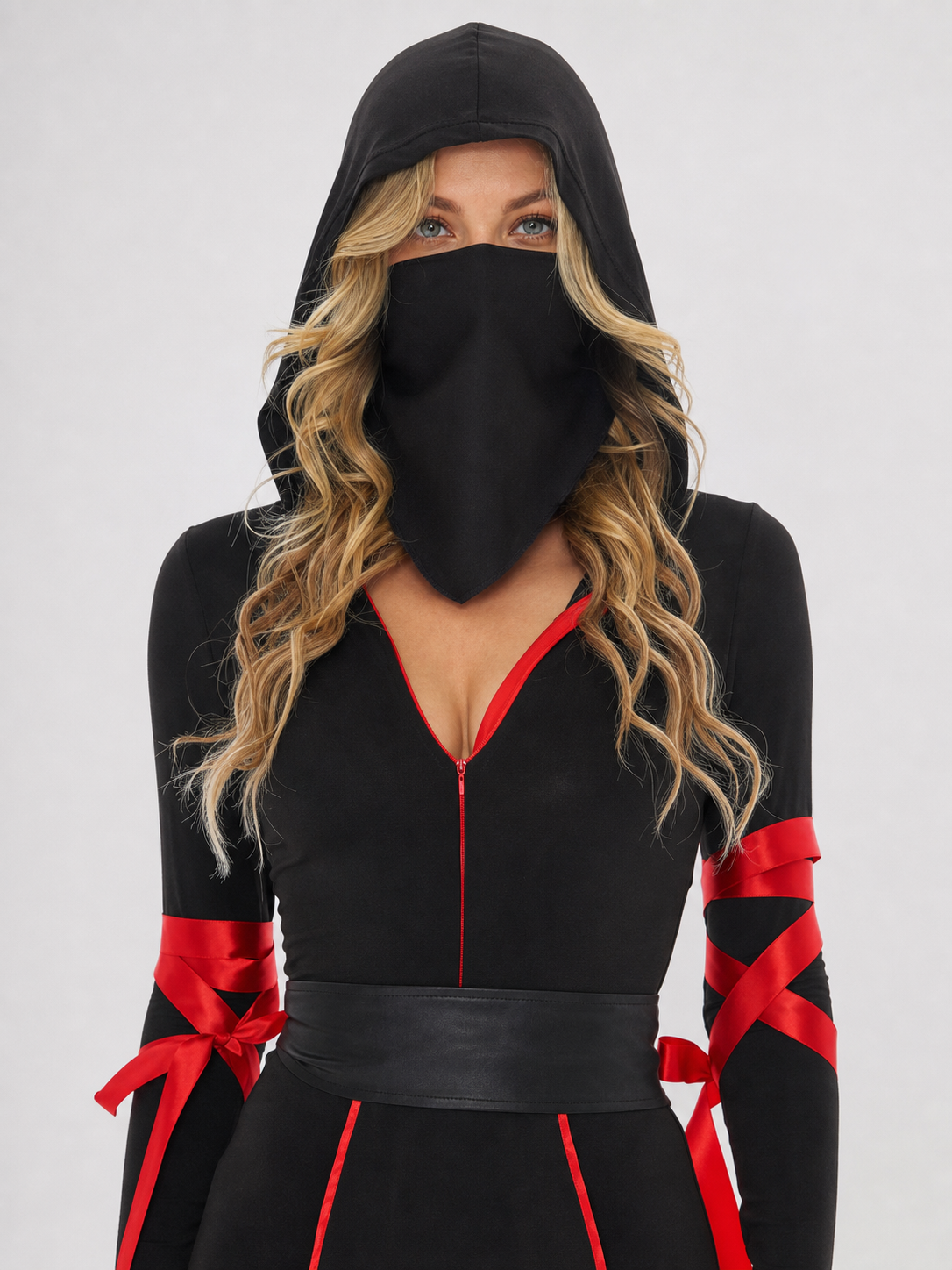 Black Hooded Ninja Jumpsuit Costume for Cosplay
