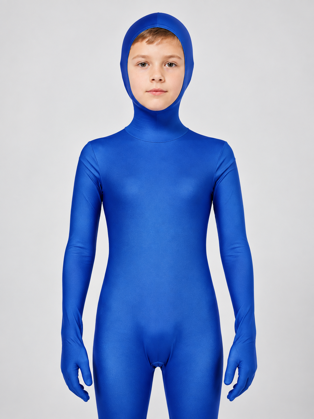 Blue Jumpsuit Costume with Closed Head and Gloves