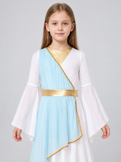Kids' Carnival Dress with Asymmetrical Draping