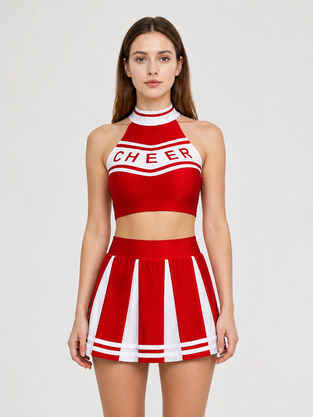 Cheerleading Costume: Top and Skirt, Red and White Costumes detail 3