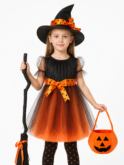Witch Costume, Tutu Dress with Bow and Mesh Costume Dresses detail 3
