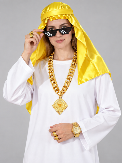 Themed Costume with Yellow Head Scarf and Accessories