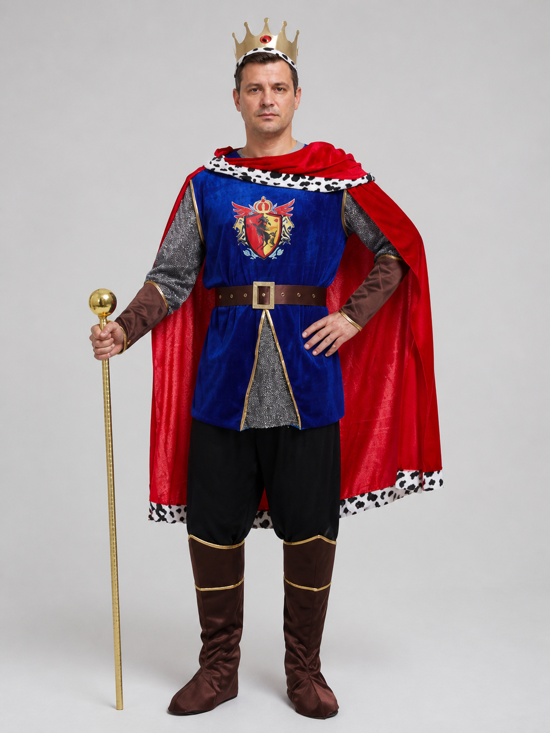 Adult King Costume with Cape and Crown Costume Capes detail 3