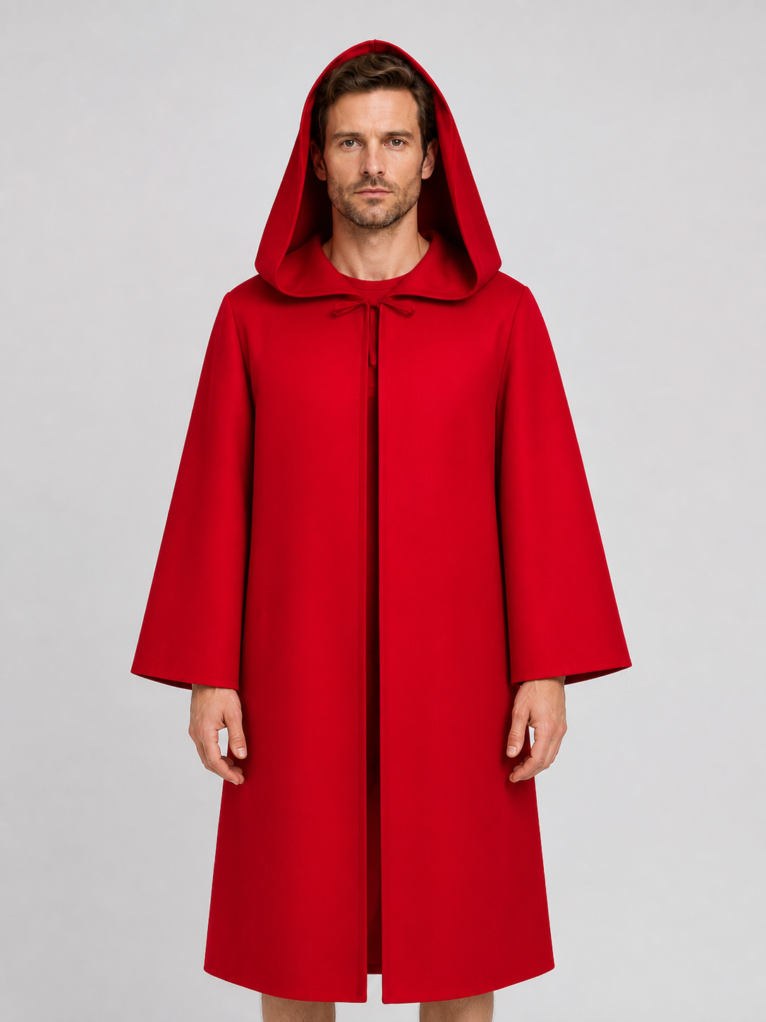 Red Hooded Long Cloak for Cosplay and Halloween Costume Capes detail 3
