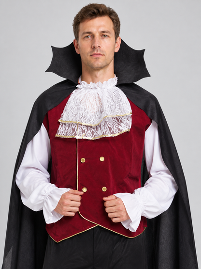 Costume with Burgundy Vest, Pants, and Cape Costume Capes detail 2