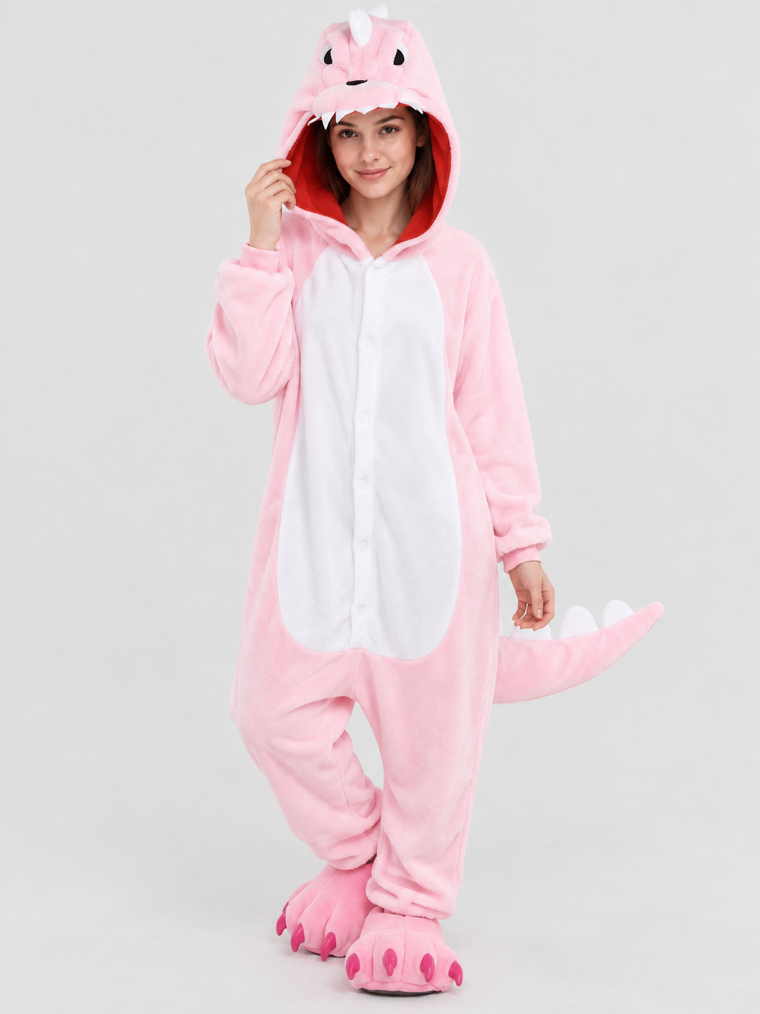 Pink Kigurumi Pajama with Voluminous Hood