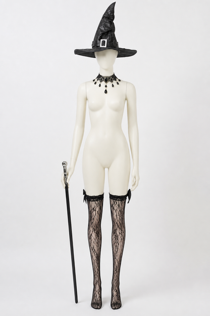 Gothic Costume with Hat, Cane, and Accessories Costume Headwear detail 3