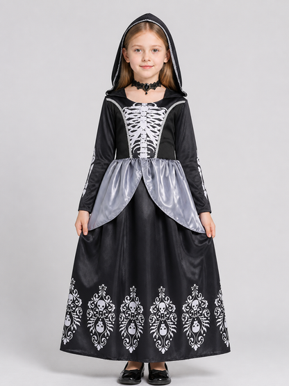 Children's Halloween Dress Costume with Hood and Skeleton Costume Dresses detail 3