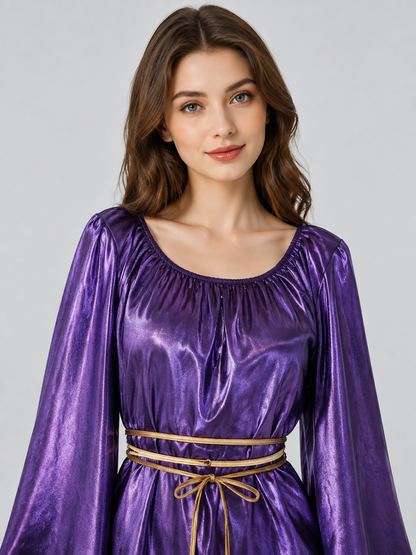 Long Purple Dress with Gold-Tone Cord Costume Dresses detail 2