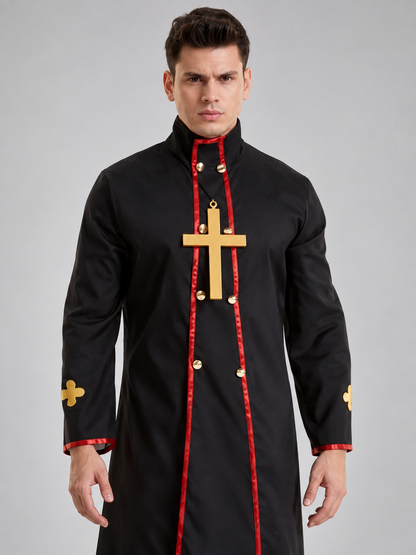 Priest Costume Black with Gold Crosses