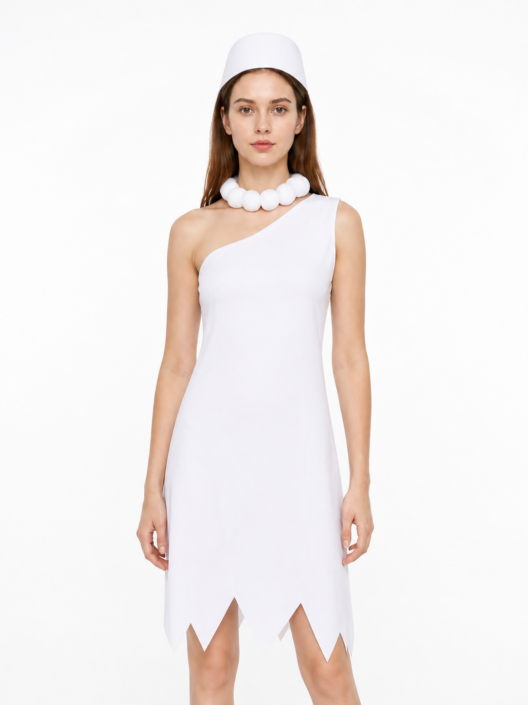 Sleeveless One-Shoulder White Halloween Dress Costume Dresses detail 3