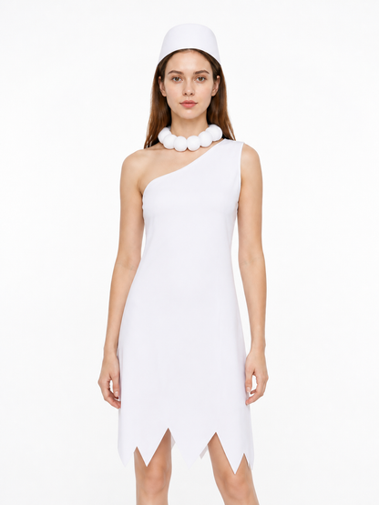 Sleeveless One-Shoulder White Halloween Dress Costume Dresses detail 3