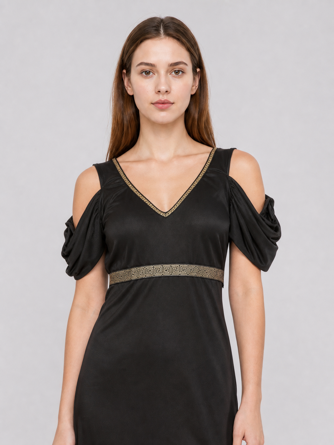 Cosplay Dress with Gold Belt and Slits Costume Dresses detail 2