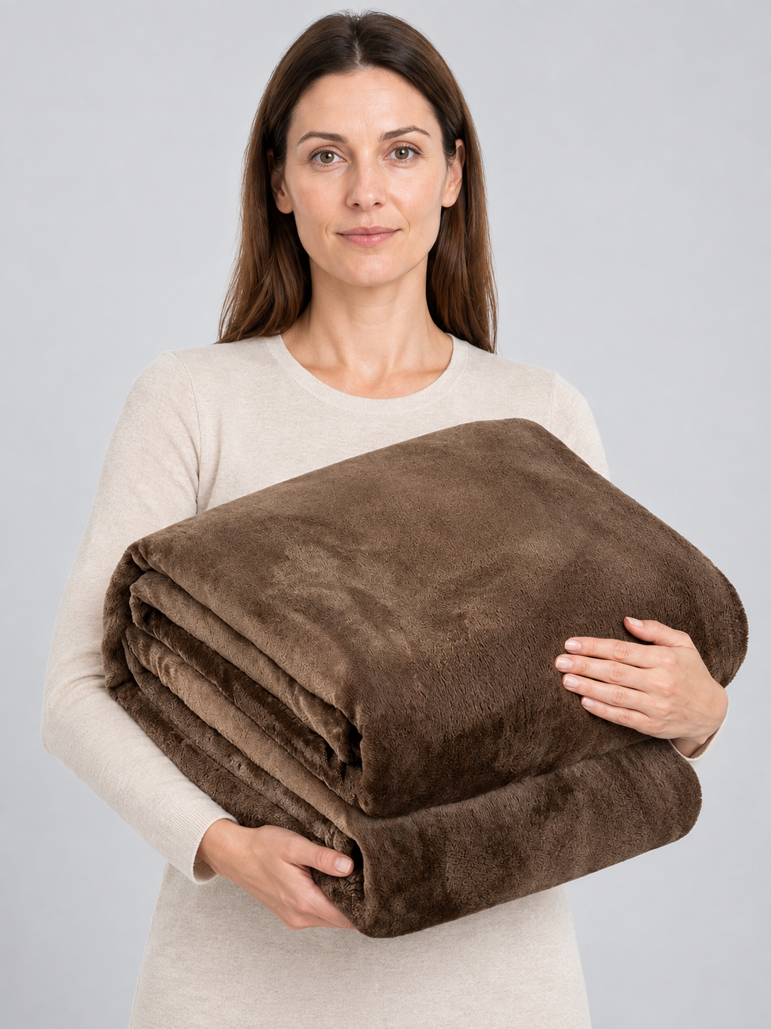 Dark Brown Polyester Throw Blanket Reversible Soft