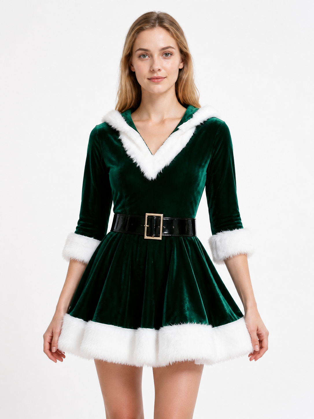 Costume Dress with Faux Fur Trim, Green Costume Dresses detail 3