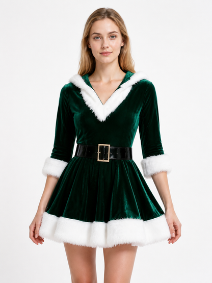 Costume Dress with Faux Fur Trim, Green Costume Dresses detail 3