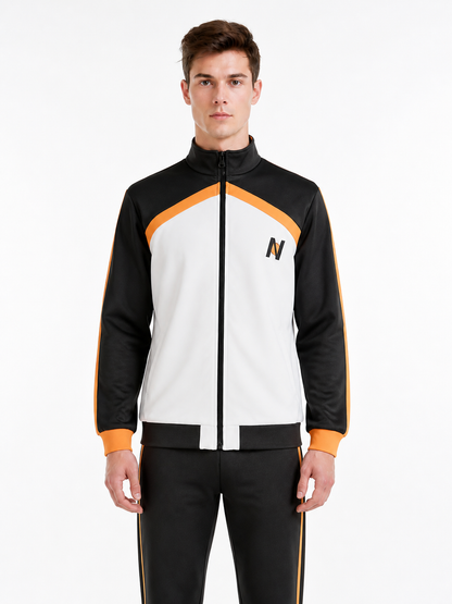 Black, White, and Orange Anime Zip-Up Tracksuit product detail 3