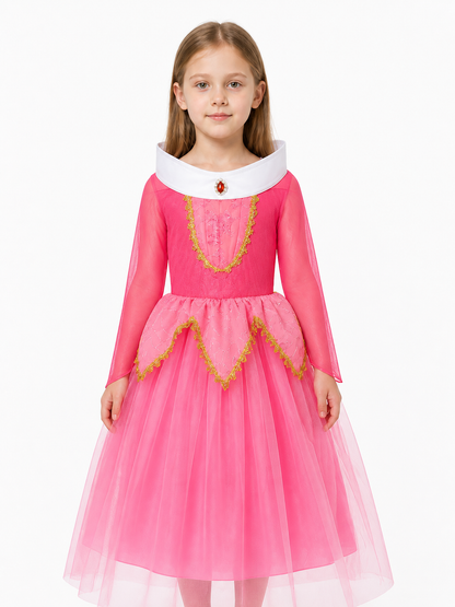 Full White, Pink, and Gold Princess Dress Costume Dresses detail 3