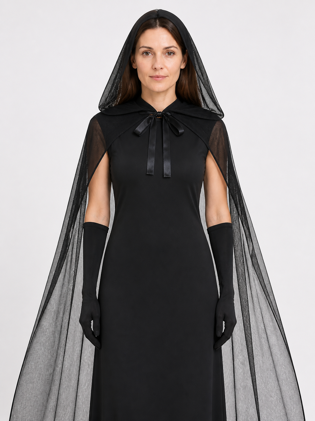 Black Vampire Costume with Cape and Gloves Costume Capes detail 3