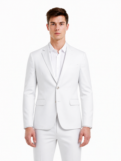 Fitted White Stand-Collar Blazer product detail 2