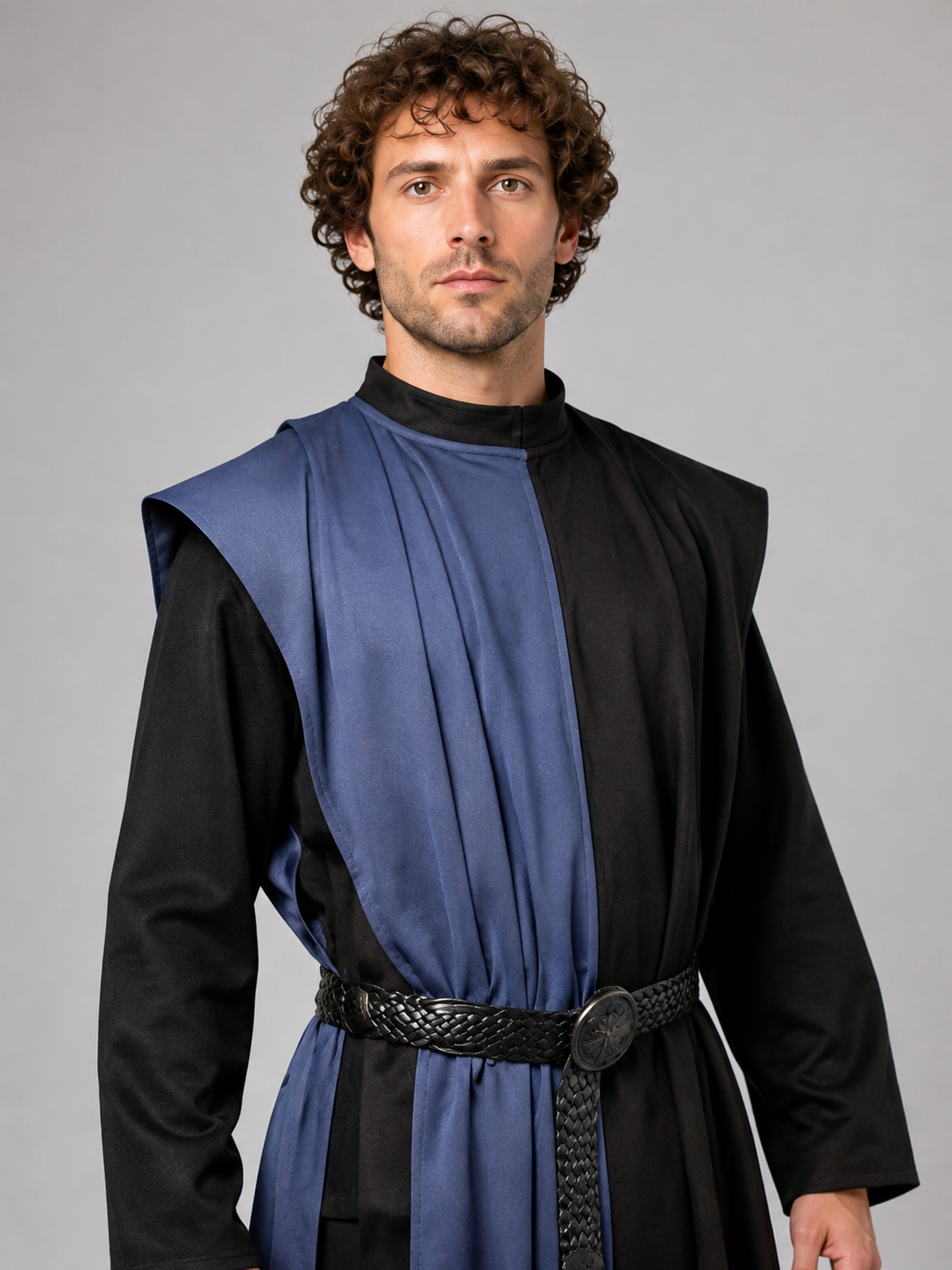 Blue-Black Medieval Costume with Braided Belt Costumes detail 2