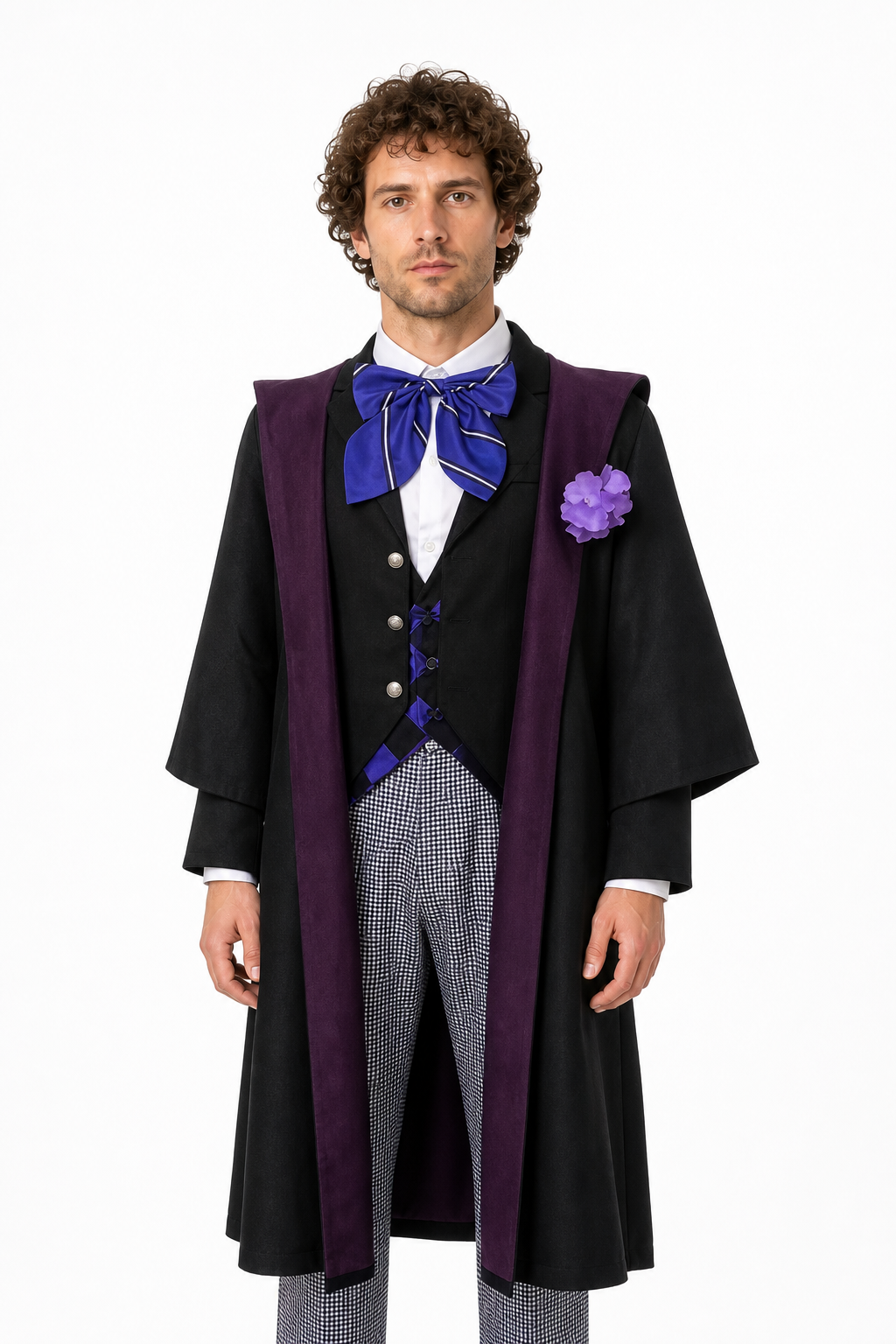 Layered Three-Piece Suit with Vest and Bow Tie Costume Accessories detail 3