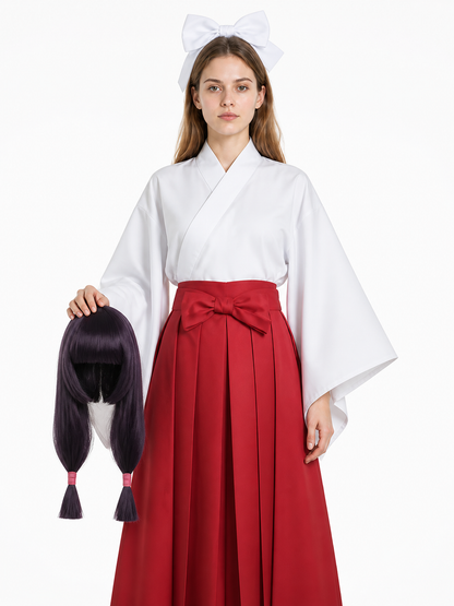 Utahime Cosplay Costume with Wig and Pleated Skirt Costume Wigs detail 3