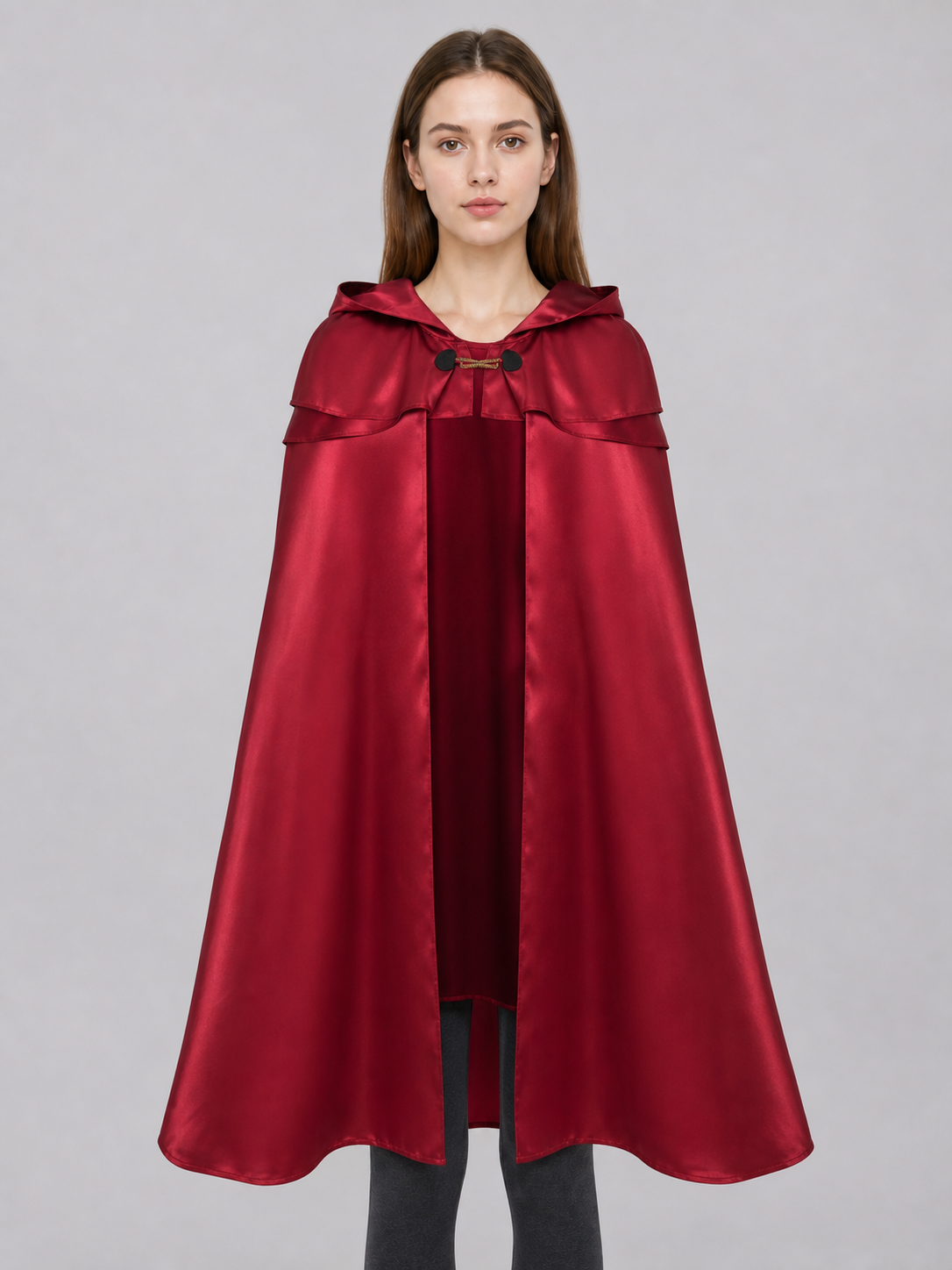 Red Hooded Cape Cloak with Pendant