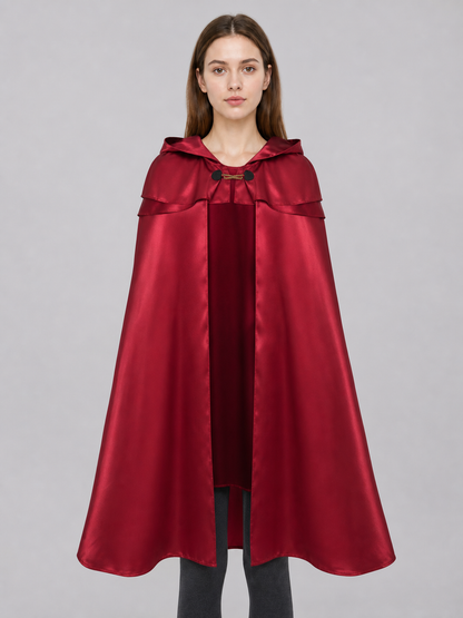 Red Hooded Cape Cloak with Pendant
