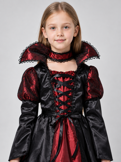 Vampire Costume with a Long Skirt and Voluminous Collar Costumes detail 2