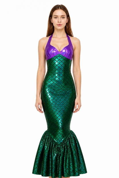 Mermaid Dress with Fish Tail, Purple and Green