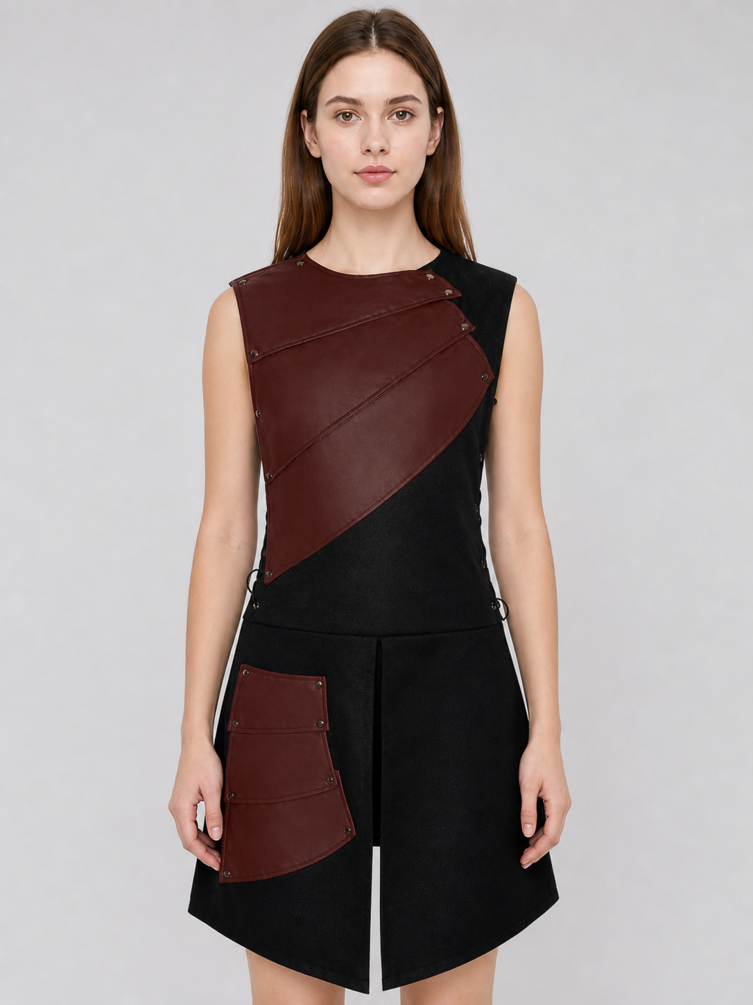 Sleeveless Dress with Asymmetrical Inserts