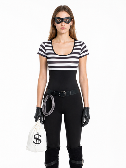 Striped Short-Sleeve Jumpsuit with Belt product detail 2