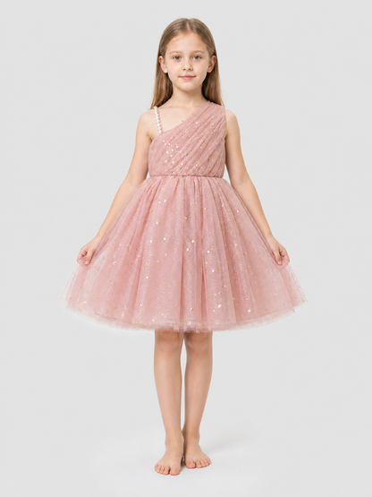 Girls' Dressy One-Shoulder Princess Dress with Sequins Costume Dresses detail 3