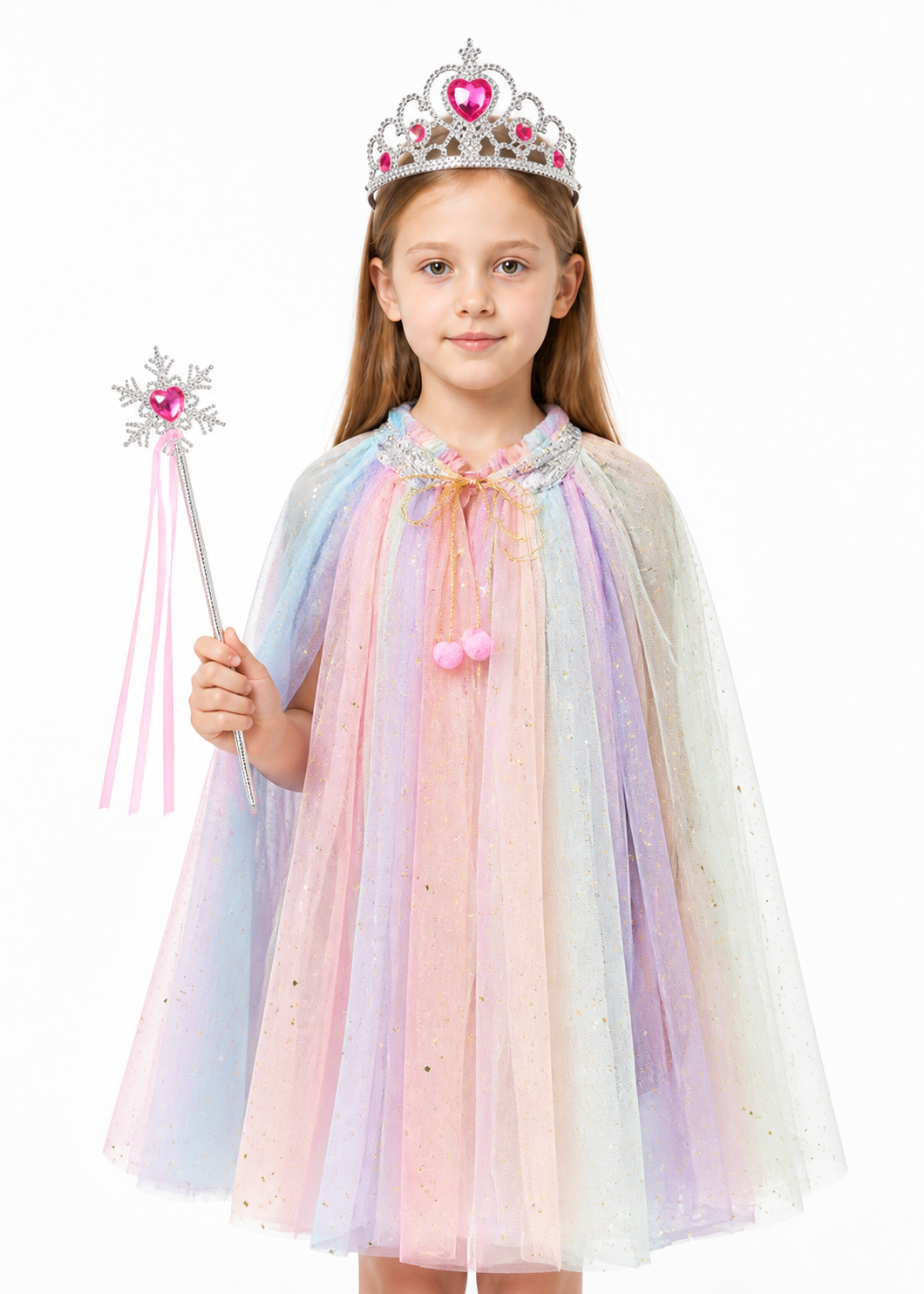 Children's Cape with Crown and Magic Wand