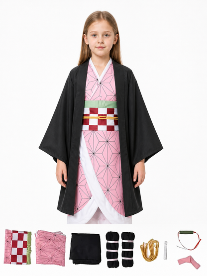 Nezuko Cosplay Costume, Kimono with Pink Pattern Costumes detail 3