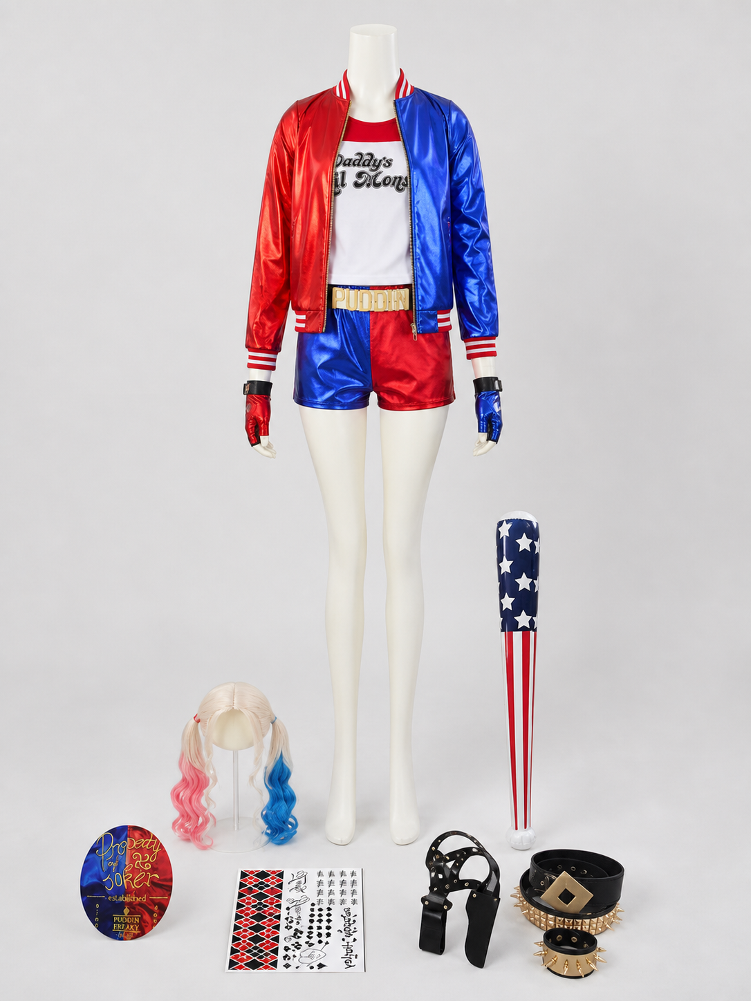 Harley Quinn Cosplay Costume, Wig, and Accessories Costume Wigs detail 3