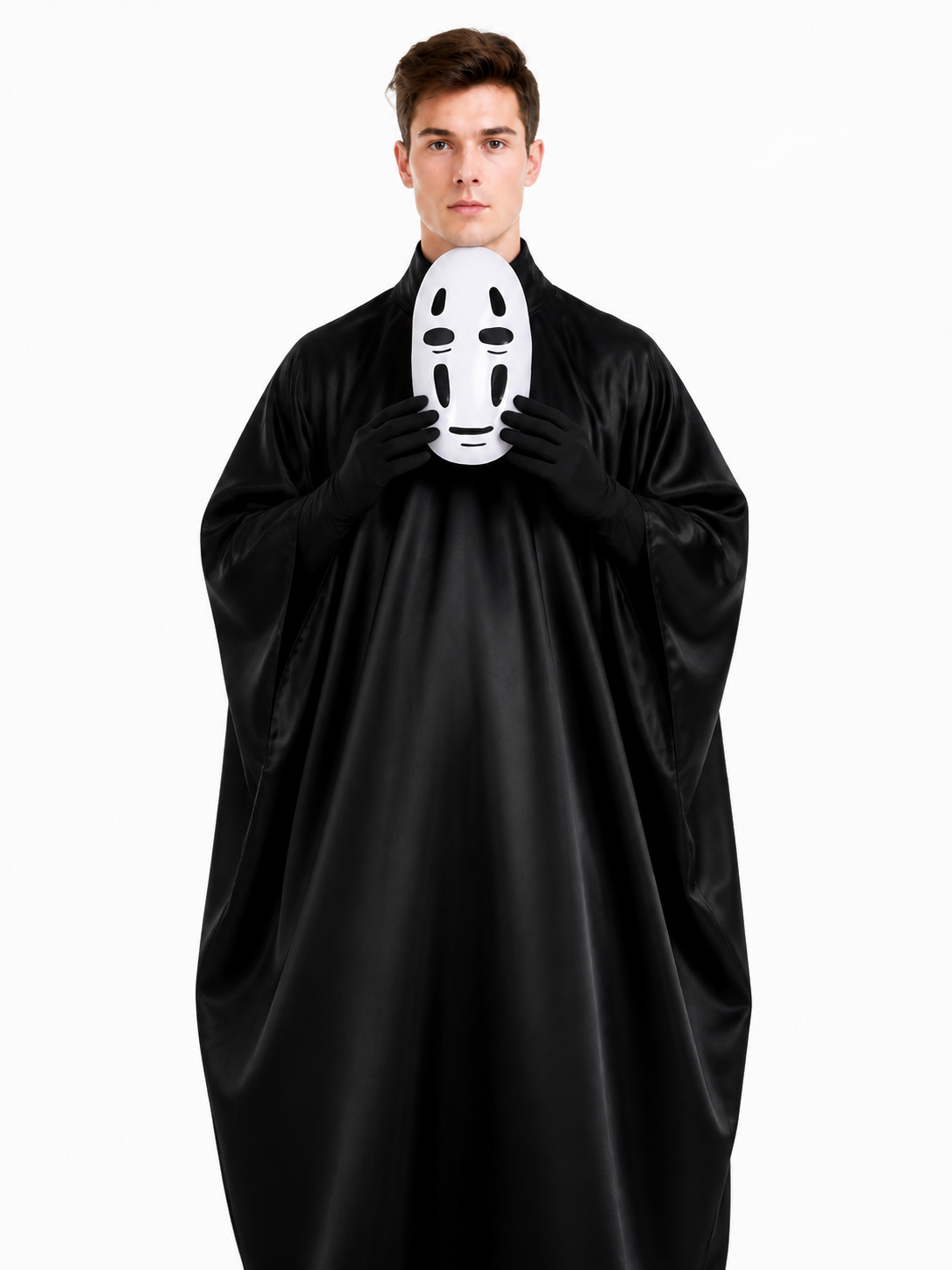 Ghost Costume with Hood and White Mask Costume Masks detail 3