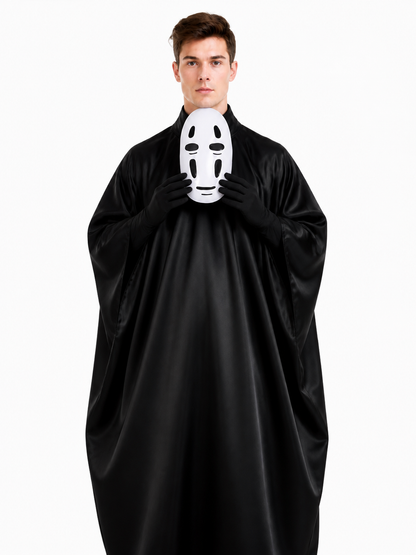 Ghost Costume with Hood and White Mask Costume Masks detail 3