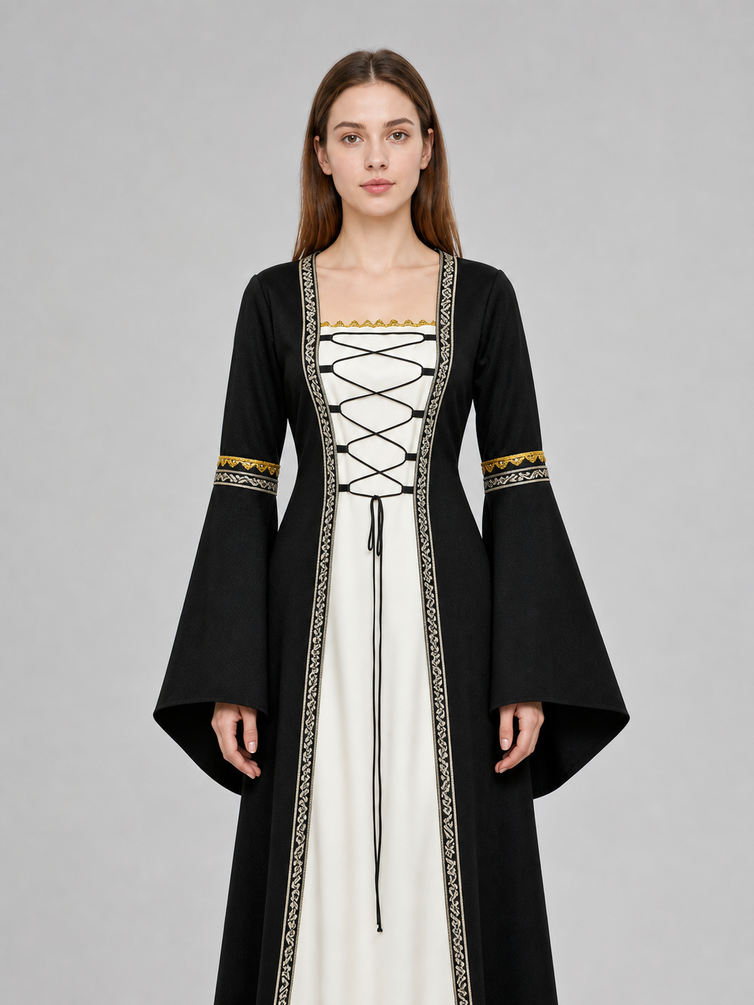 Medieval Halloween Dress Costume with Lace-Up Detailing