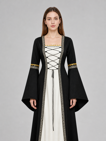 Medieval Halloween Dress Costume with Lace-Up Detailing