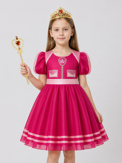 Children's Princess Costume Dress with Crown and Wand