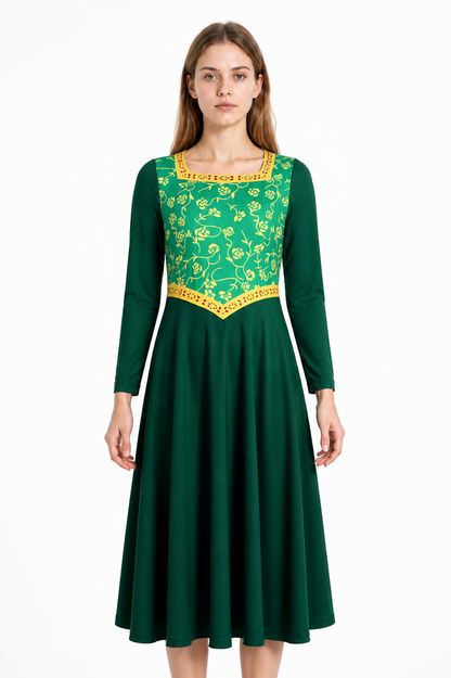 Long Princess Fiona Green Dress with Belt for Cosplay Costume Dresses detail 3